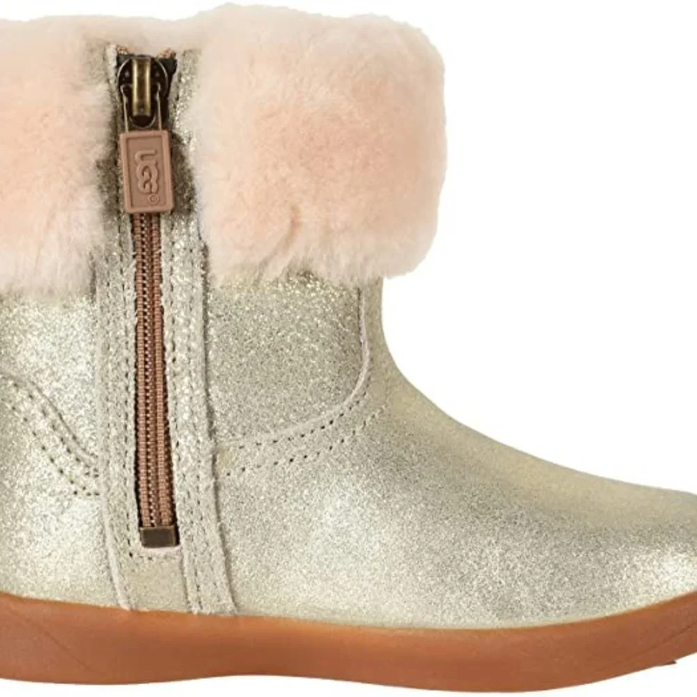 NIB UGG GIRLS TODDLER JORIE GOLD ZIP‎ UP BOOTS